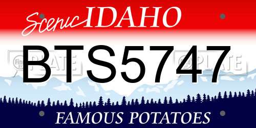 BTS5747 Idaho License Plate