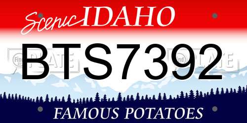 BTS7392 Idaho License Plate