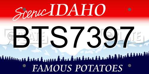 BTS7397 Idaho License Plate