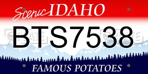 BTS7538 Idaho License Plate