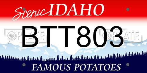 BTT803 Idaho License Plate