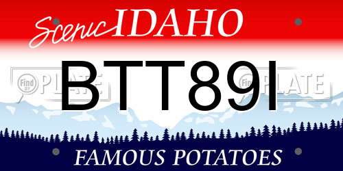 BTT89I Idaho License Plate