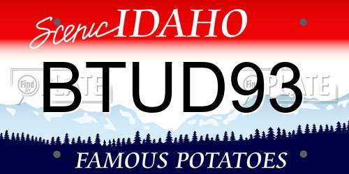 BTUD93 Idaho License Plate