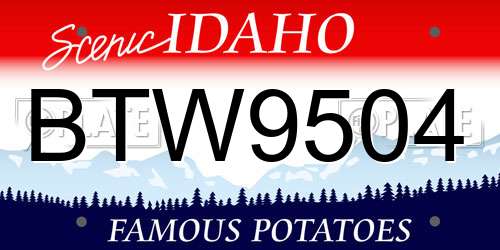 BTW9504 Idaho License Plate
