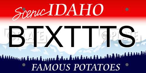 BTXTTTS Idaho License Plate