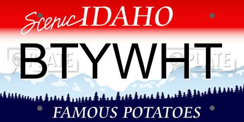 BTYWHT Idaho License Plate