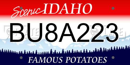 BU8A223 Idaho License Plate