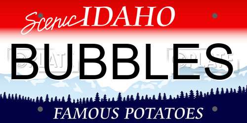 BUBBLES Idaho License Plate