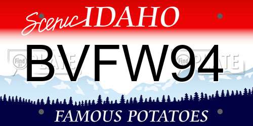 BVFW94 Idaho License Plate
