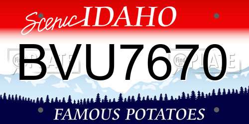 BVU7670 Idaho License Plate