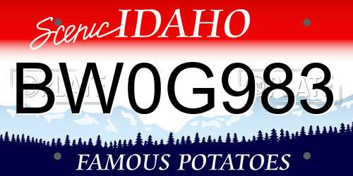 BW0G983 Idaho License Plate