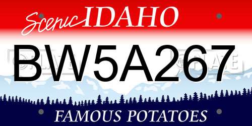 BW5A267 Idaho License Plate