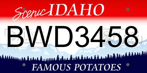 BWD3458 Idaho License Plate