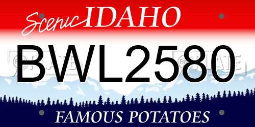BWL2580 Idaho License Plate