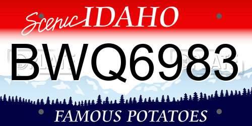 BWQ6983 Idaho License Plate