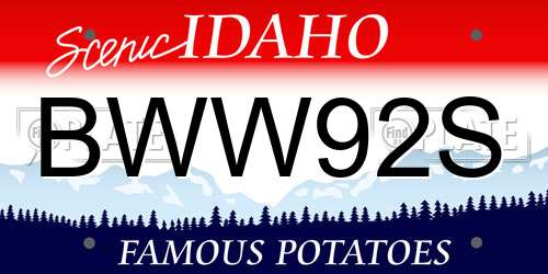 BWW92S Idaho License Plate