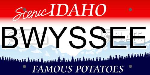 BWYSSEE Idaho License Plate