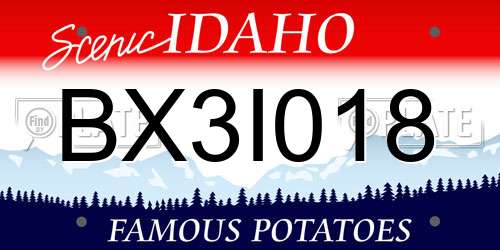 BX3I018 Idaho License Plate