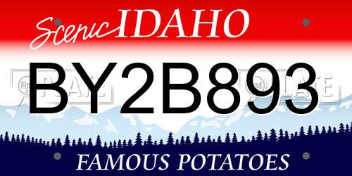 BY2B893 Idaho License Plate