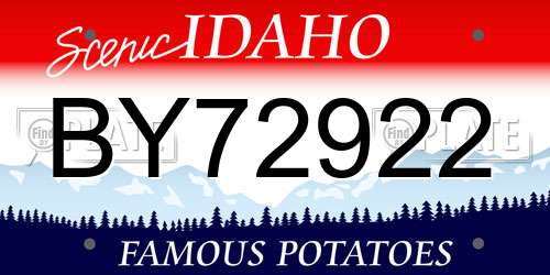 BY72922 Idaho License Plate