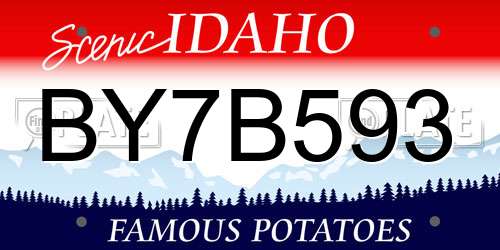BY7B593 Idaho License Plate