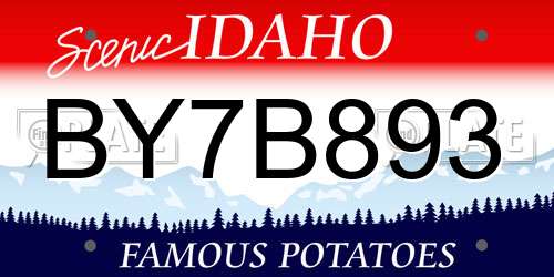 BY7B893 Idaho License Plate