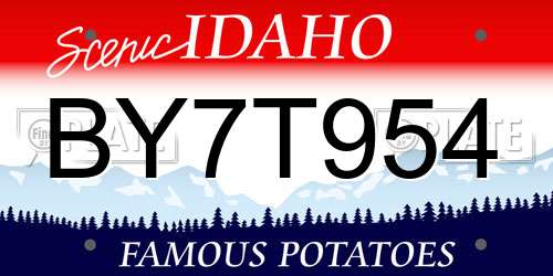 BY7T954 Idaho License Plate