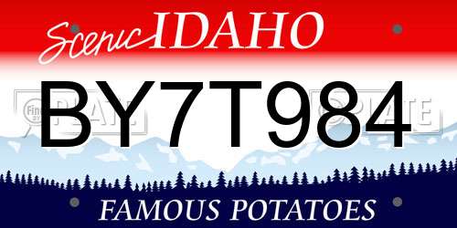 BY7T984 Idaho License Plate
