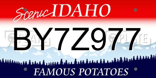 BY7Z977 Idaho License Plate