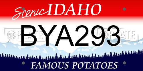 BYA293 Idaho License Plate