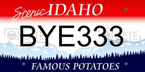 BYE333 Idaho License Plate