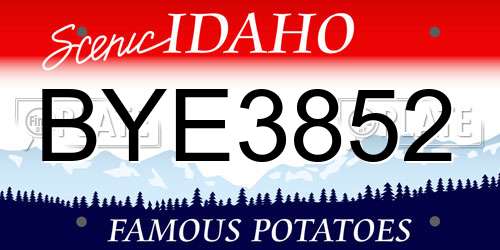 BYE3852 Idaho License Plate