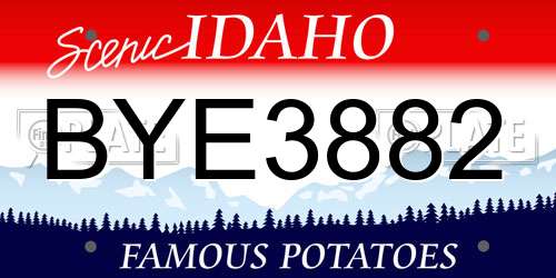 BYE3882 Idaho License Plate