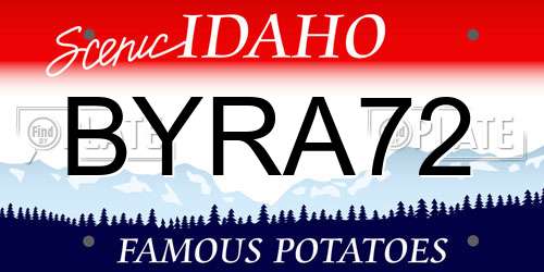 BYRA72 Idaho License Plate