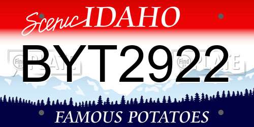 BYT2922 Idaho License Plate