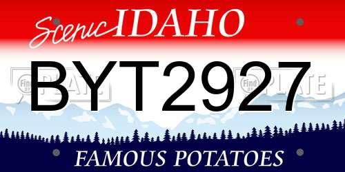 BYT2927 Idaho License Plate