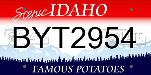 BYT2954 Idaho License Plate