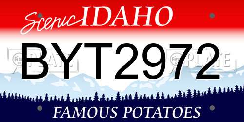 BYT2972 Idaho License Plate