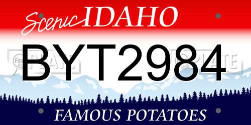BYT2984 Idaho License Plate