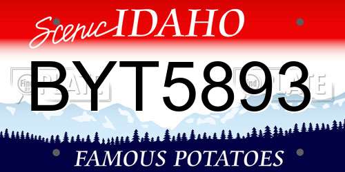 BYT5893 Idaho License Plate