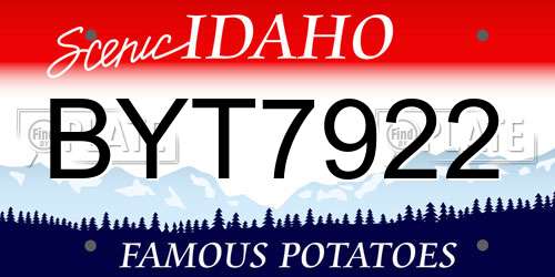 BYT7922 Idaho License Plate