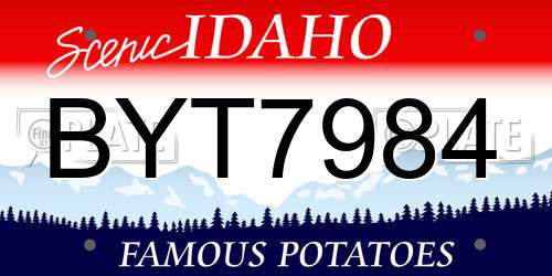 BYT7984 Idaho License Plate