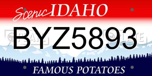 BYZ5893 Idaho License Plate