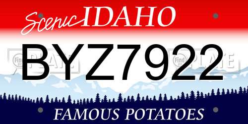 BYZ7922 Idaho License Plate
