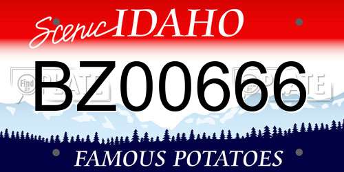 BZ00666 Idaho License Plate
