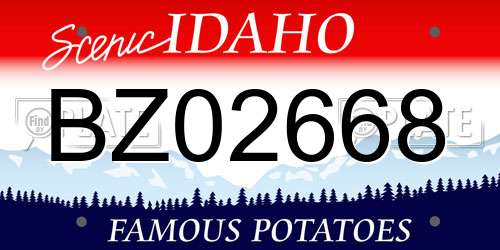 BZ02668 Idaho License Plate