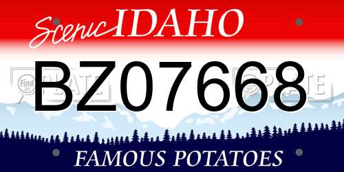 BZ07668 Idaho License Plate