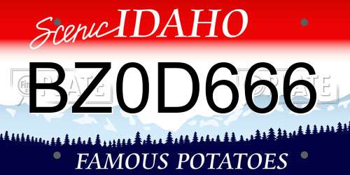 BZ0D666 Idaho License Plate