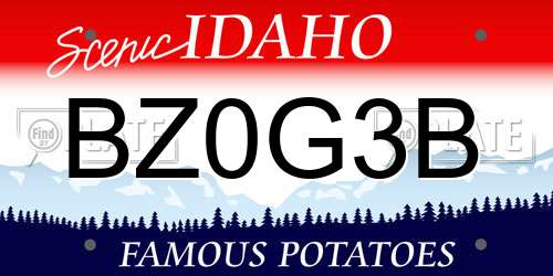 BZ0G3B Idaho License Plate