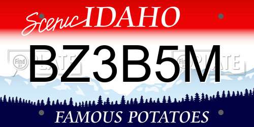 BZ3B5M Idaho License Plate